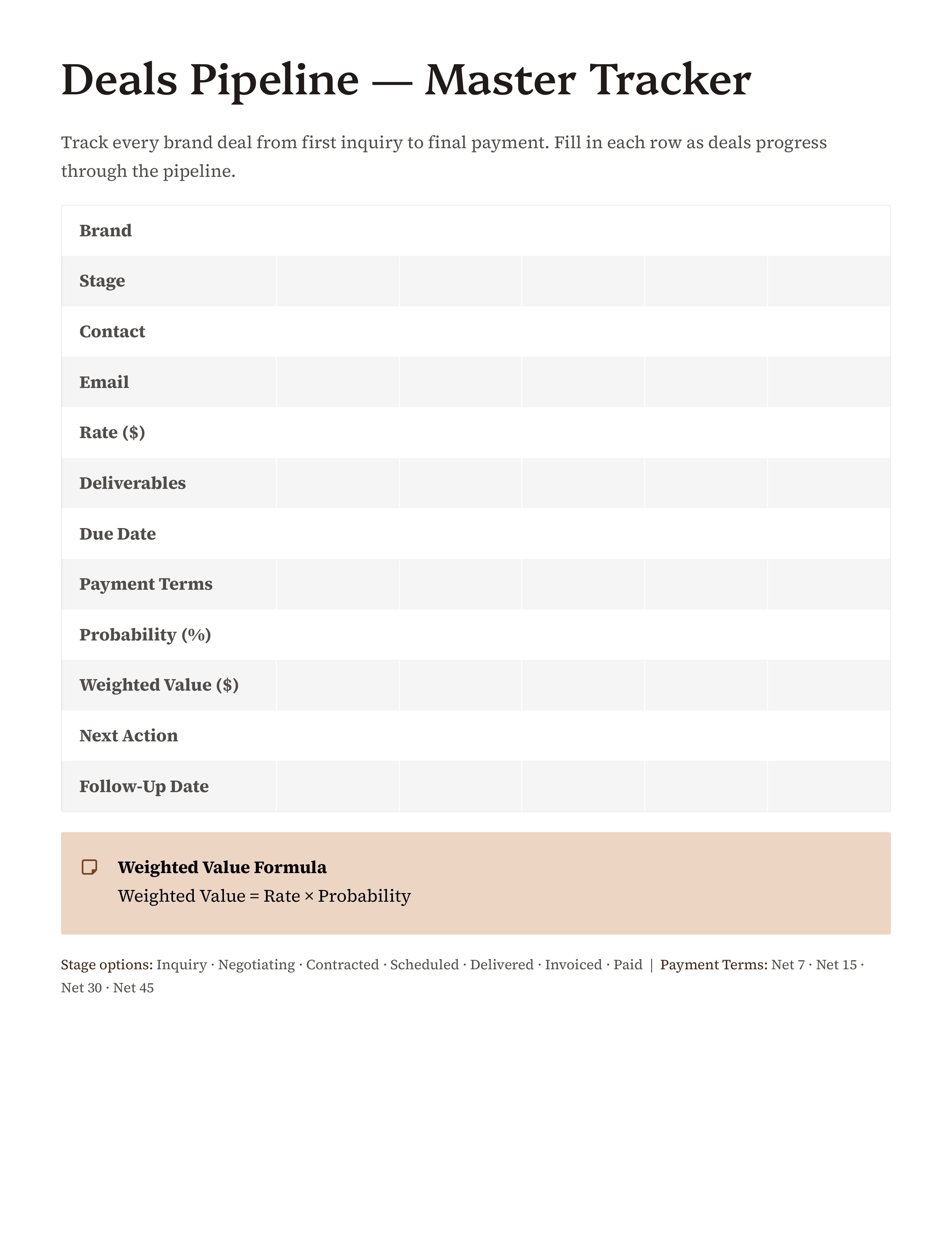 Brand Deals Sheets Tracker cover preview